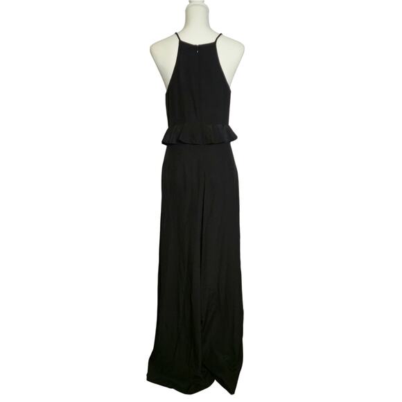Zimmermann Ruffle Trimmed Silk Crepe De Chine Jumpsuit Size 1/S Black Wide Leg - Picture 4 of 15